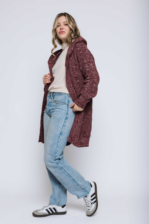 Olivia-Hooded Cable Cardigan